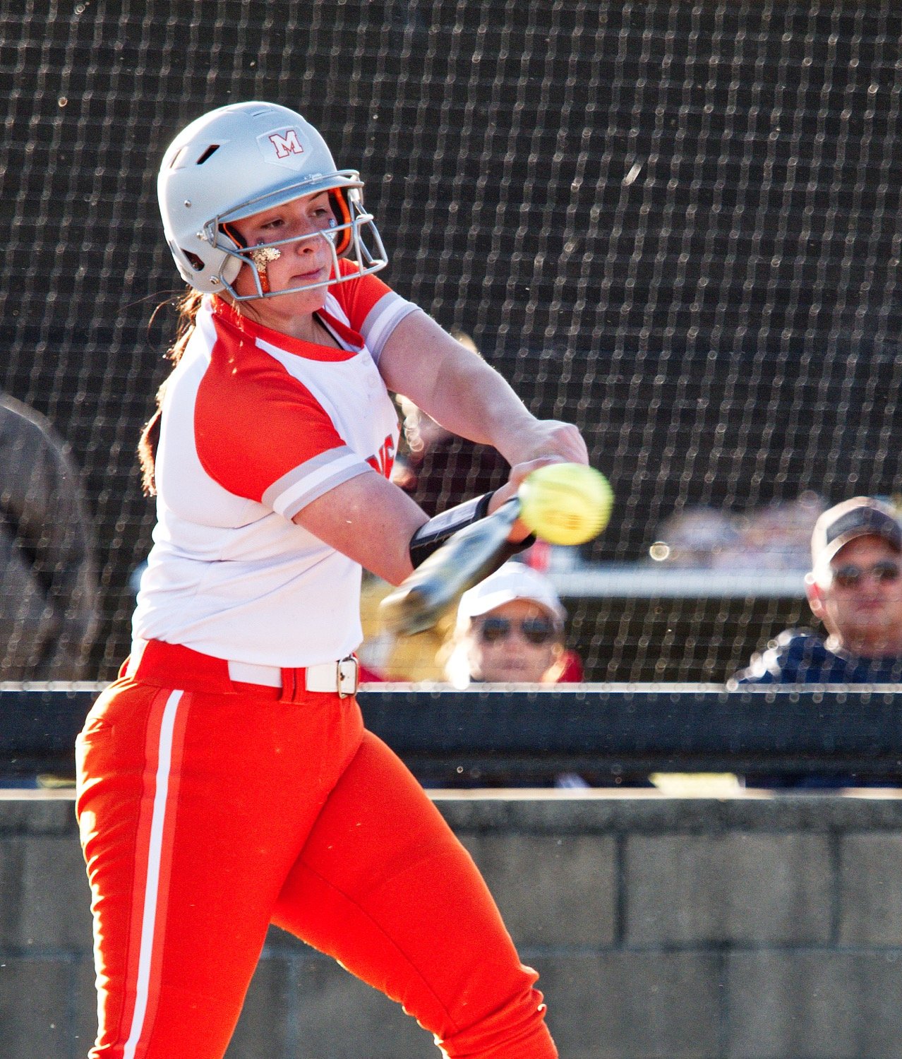 Audrey Dowdle connects with the ball on her way to a three-hit, four-RBI evening at the plate. [see more hits]